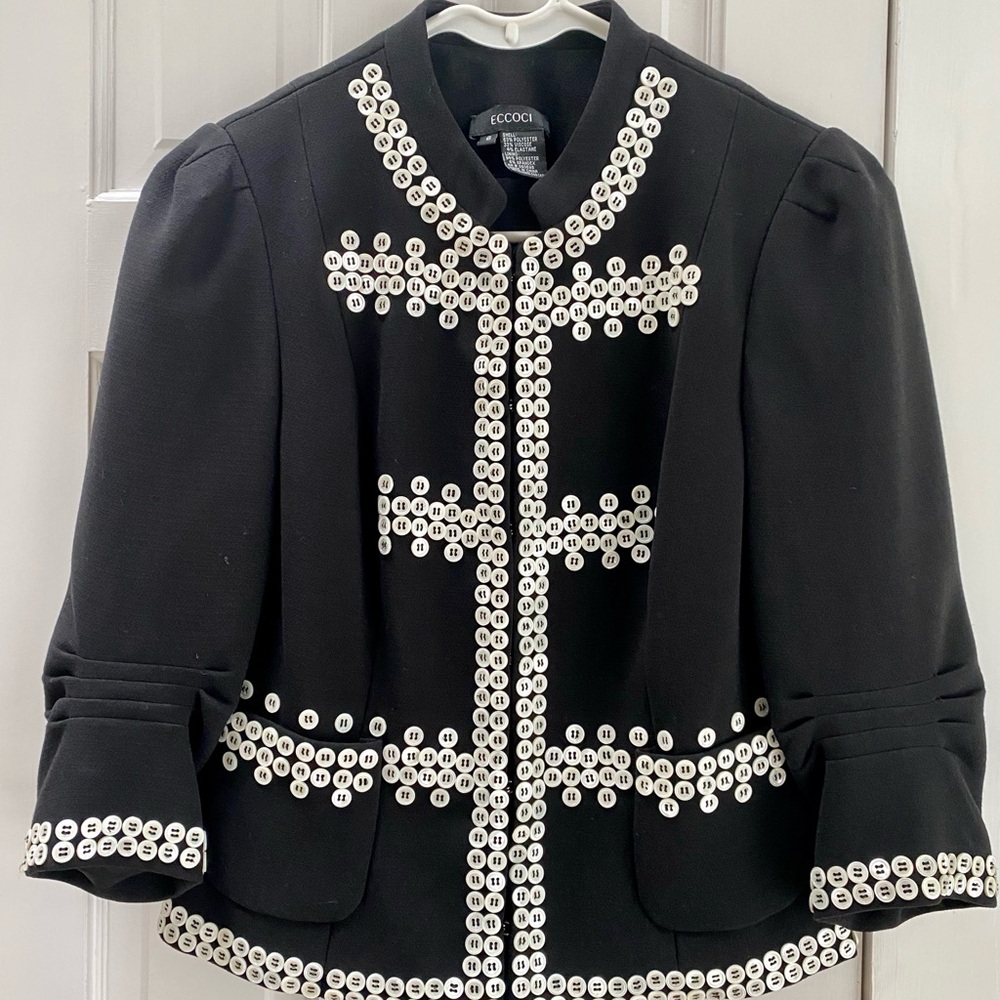 Eccoci Navy Crepe Jacket